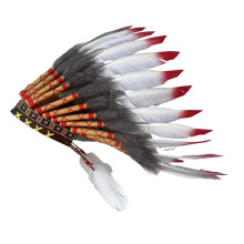 Indian Feather Headdress Lightweight Comfortable for-red white