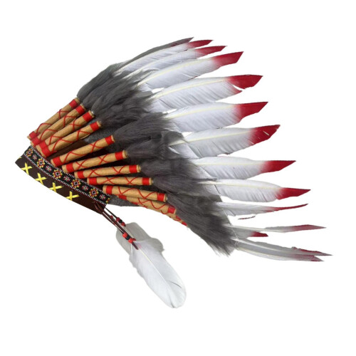 Indian Feather Headdress Lightweight Comfortable for-red white