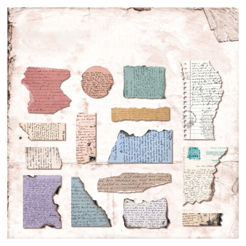 15Sheets Antique Paper Sticker Decorative Scrapbooking-5