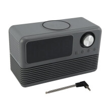 15W Wireless  Speaker with Charger and Clock Radio,4 In1 Wireless Charging Station with FM Radio for Home Gray