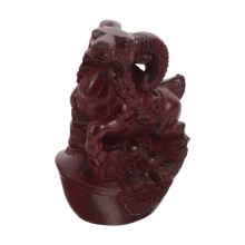 Dark Red Solid Wood Goat Figurine Chinese Zodiac Home Decoration