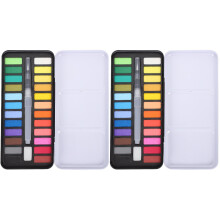 2Sets Travel Watercolor Set Black Bright Pigments Portable Drawing Kit