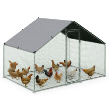 VOUNOT Walk In Chicken Run Coop, Galvanised Poultry Cage, 300x200x200 cm