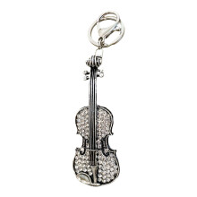 Porte-clés artistique pour violon en argent et or,-Argent