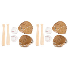 4X Baseball Bat Glove Set Simulated Baseball Model Toy Used for Doll House Decoration