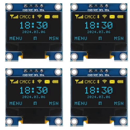 4X Módulo de Tela OLED de 0,96 Polegadas I2C IIC 128x64 SSD-1306 Tela LCD 3,3V-5V Azul Amarelo para ESP32 ESP8266