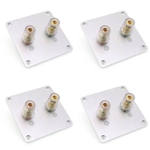 4X 2-Bit Audio Speaker Terminal Square Copper Binding Post Loudspeaker Box Wiring Terminal Board 80x80mm Accessories