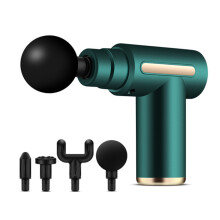 Mini-USB-LCD-Massagepistole zur Muskelentspannung, Nackenmassagegerät mit 4 Massageköpfen – Grün