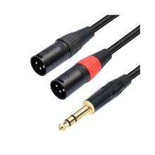 6,35-mm-Klinkenstecker (TRS) auf zwei XLR-Stecker (Stecker) – Y-Verlängerungskabel, 100 cm