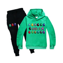 (Grün, 11-12 Jahre) Among Us Crewmate Hoodie-Hosen-Set für Jungen und Mädchen – Trainingsanzug