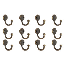 Konvolut mit 12 Retro-Haken für Mäntel, Hüte, Türen und Wände, Legierung 35 x 30 mm – Bronze