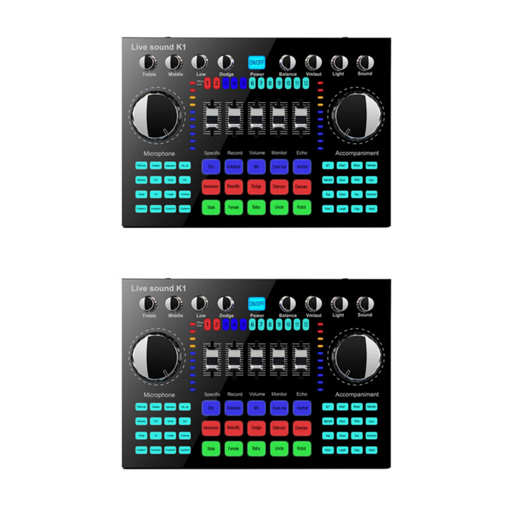 2X K1 Computer Phone Voice Changer Hifi Live Sound Card Mixer Board Streaming Audio 5.0 Universal 4712540300651