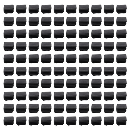 100pcs Plastic Square Tube Inserts End Blanking Caps 20mm x 20mm Black