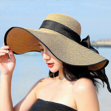 Sunscreen Straw Hat Foldable Beach Hat Female Big Brimmed Hat Sun Hat Seaside Beach Vacation Travel Sun Hat