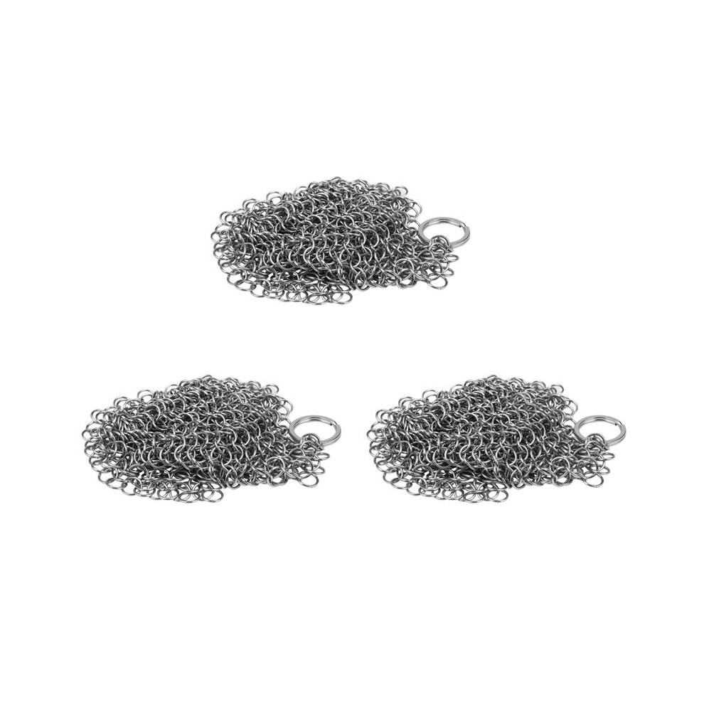 3X Cast Iron Cleaner -Premium 316 Stainless Steel Chainmail Scrubber 8X6 Inch 4712881139323