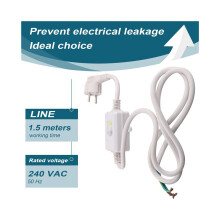 Fehlerstrom-Schutzschalter-Steckdose mit Kabel, persönlicher Schutzadapter, EU-Stecker, weiß
