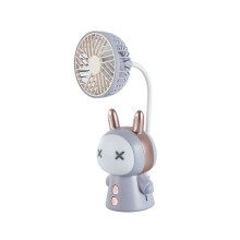 Tragbarer Cartoon-Ventilator mit Nachtlicht, USB-aufladbar, faltbar, klein, ideal für Tisch, Schreib