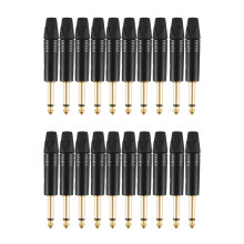 Gold Plating 20Pcs Plug Mono Professional 2 Pole 6.35 Mm 6.5Mm Stereo Jack Plug Neutrik 6.35Mm Jack Black