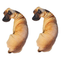 2X 3D Mignon Coude Chien Imprimé Coussin Oreiller Animal RéAliste Drôle TêTe de Chien Cosplay Enfants Jouet