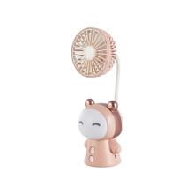 Tragbarer Cartoon-Ventilator mit Nachtlicht, USB-aufladbar, faltbar, klein, ideal für Tisch, Schreib