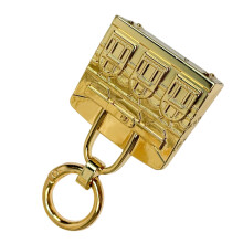 Mini-Haus-Taschenanhänger, Metall-Haus-Schlüsselanhänger-Gold