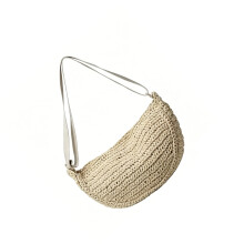 Stilvolle Stroh-Umhängetasche für Damen, geräumige-Beige