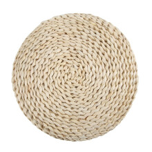 Round Natural Pouf Hand-Made Weaving Cushion Fill the Silk Floss Pillow Soft Yoga Chair Mat Tatami Window Pad(B)