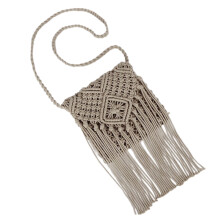 Sac au Crochet artisanal artistique, sac à main élégant en-Gris