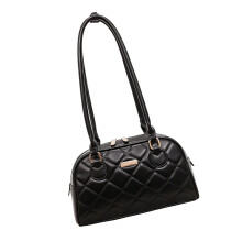 Sac à main en PU matelassé tendance, compartiment spacieux,-Noir