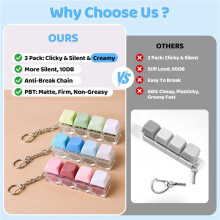 6 Pack Keyboard Fidget Toy - Clicky, Creamy & Silent Stress Relief Fidget Clicker Keychain - Quiet Fidget Toy
