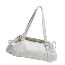 Sac sous les bras en cuir PU plissé confortable et-Blanc