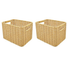 2X Cesto Portaoggetti Cestino nel Vimini Intrecciato un Mano Scatola per Organizzare il Desktop Disposizione di Vari Articoli Cesto per Nidificazione