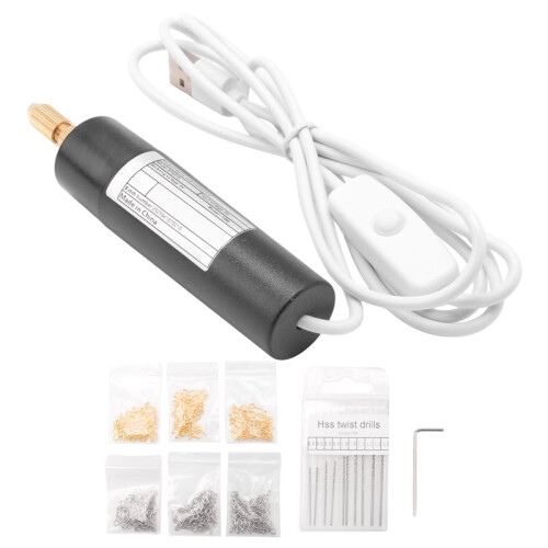 Electric Resin Drill Set,Including Eye Screws,Twist Drill Bits Tools,Electric  Drill for DIY Keychains Crafts Making