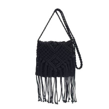 Sac à bandoulière élégant en coton doux artisanal pour-Noir