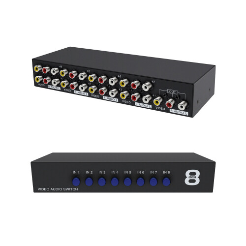 AV RCA Switch Box 8 in 1 out AV Switcher Composite Video L/R Audio Selector Easy