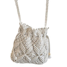 Sacs à bandoulière femmes sac seau tressé sacs à main seau-Blanc
