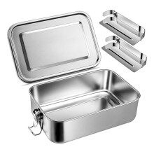 47oz Bento Box, Stainless Steel Lunch Box for Teens, Metal Bento Box with 2 Flexible Compartments, 1400ml Lunch Box