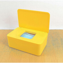 (Yellow) Wet Wipes Storage Box Wipes Dispenser Holder Tissue Storage Box Case With Lid Dustproof
