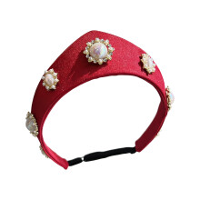 Cosplay Pearls Studded Elizabethan Headbands For Girls-Red