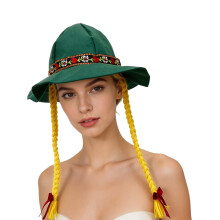Handcrafts Braided Hat Ethnic Headwear For LARP And-Green