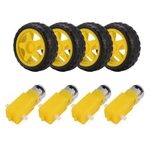 4PCS  Electric Motor + Plastic TT Motor Tire Wheel Dual Shaft Gear Motor TT Gearbox Engine for   Car