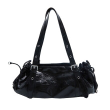 Stylish Pleated Underarm Bag Lightweight Shoulder Bag for-Black
