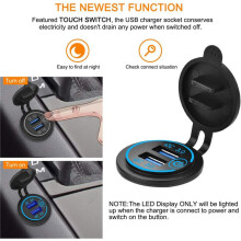 3X 12V USB Outlet,Dual QC 3.0 USB Car Charger with , 36W USB Waterproof Power Outlet Charger(with 1.1Inch Puncher)
