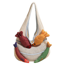 Women Beach Toted Bag,Crochet Knit Hollowed Design,Stylish-Blue
