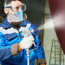 Airless Paint Set, 6 Airless Paint Dubbelsidiga Munstycken, 2 Munstycksskydd och 6 Filter för Konstruktion, Staket Blå