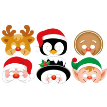 Christmas Kids Party Masks (Pack of 12)