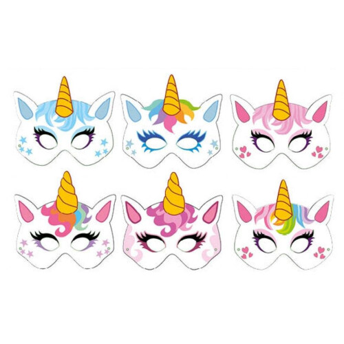 12 Unicorn Kids Party Masks