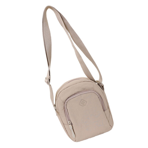 Stylish Nylon Shoulder Phone Purse With Adjustable Strap-Beige