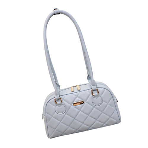 Korean Style Quilted Shoulder Bag Lightweight PU-light blue