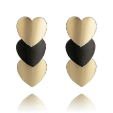 Earrings Geometric Love Heart Gold Plated Black Gold Eardrops for Ceremony